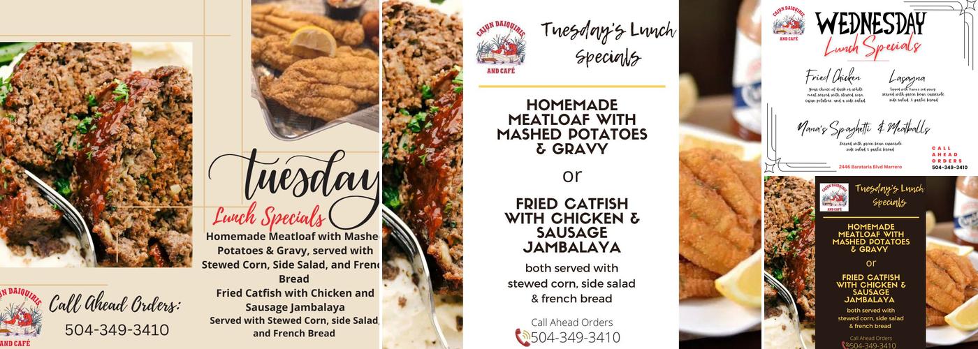 Cajun Daiquiris Menu