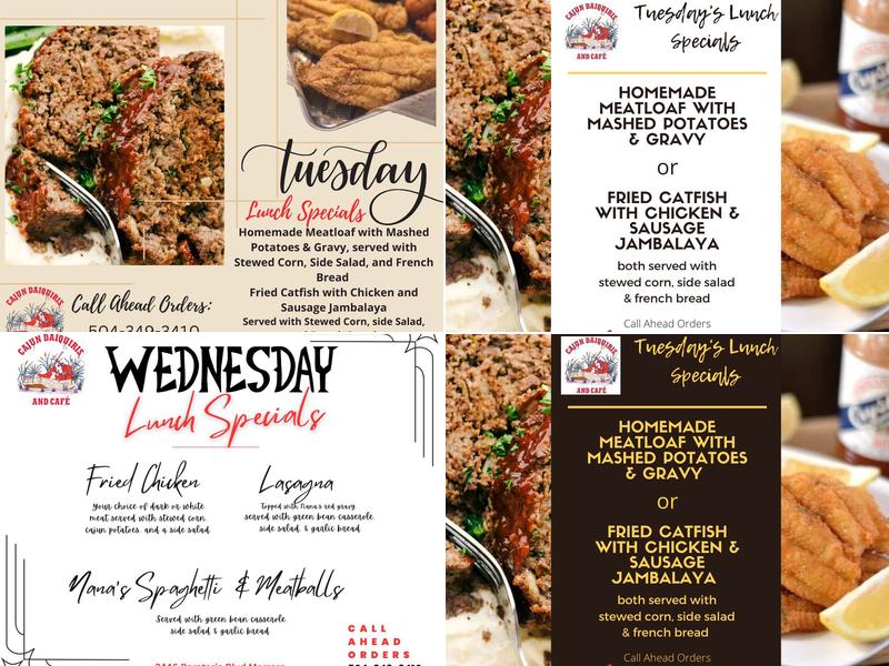 Cajun Daiquiris Menu