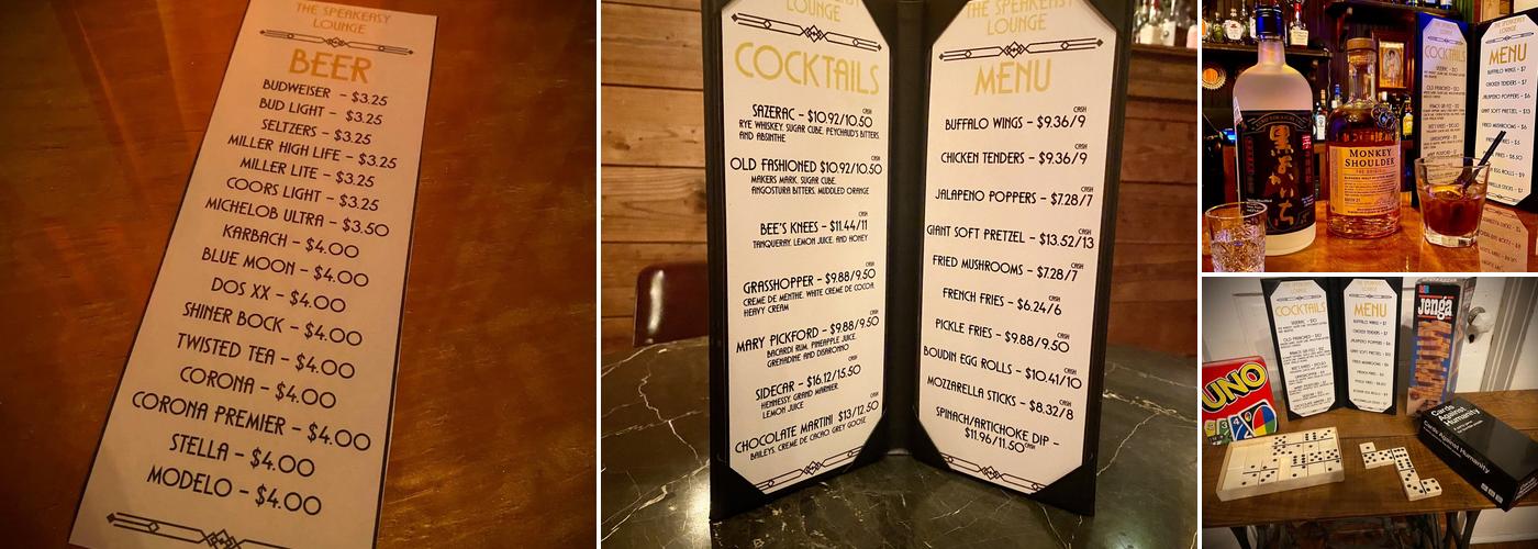 The Speakeasy Lounge Menu