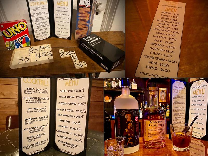 The Speakeasy Lounge Menu