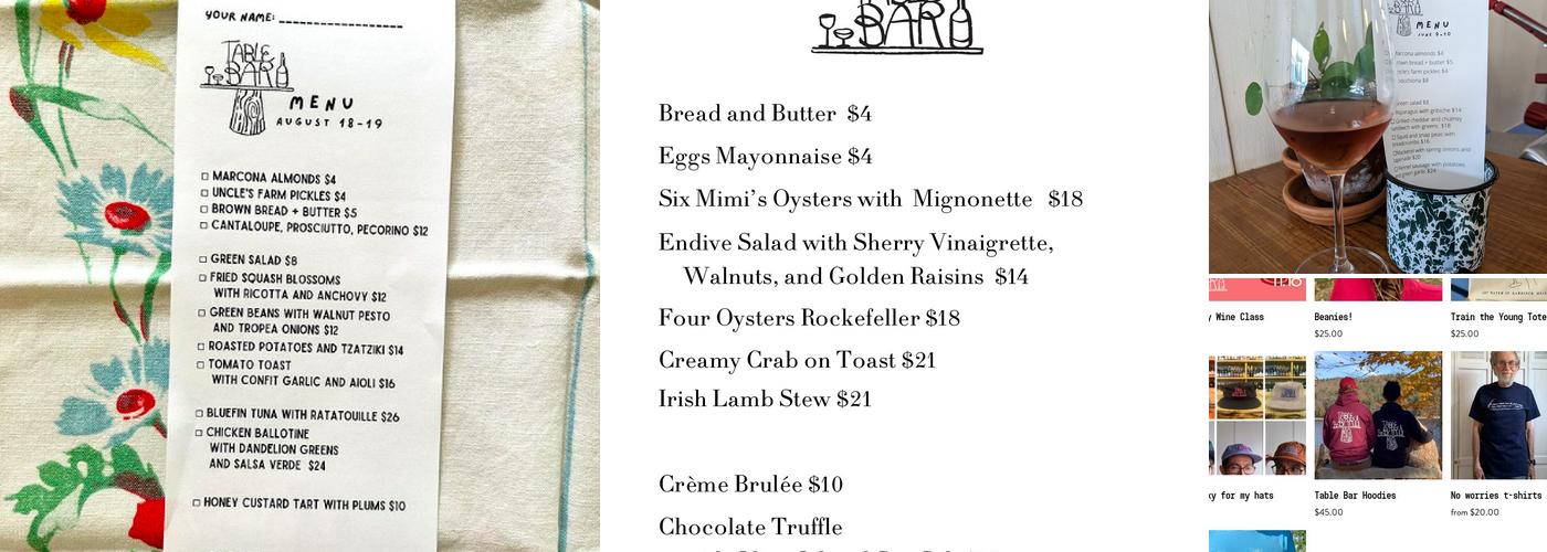 Table Bar Menu