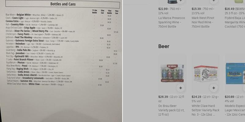 Uncorked Chevy Chase Menu