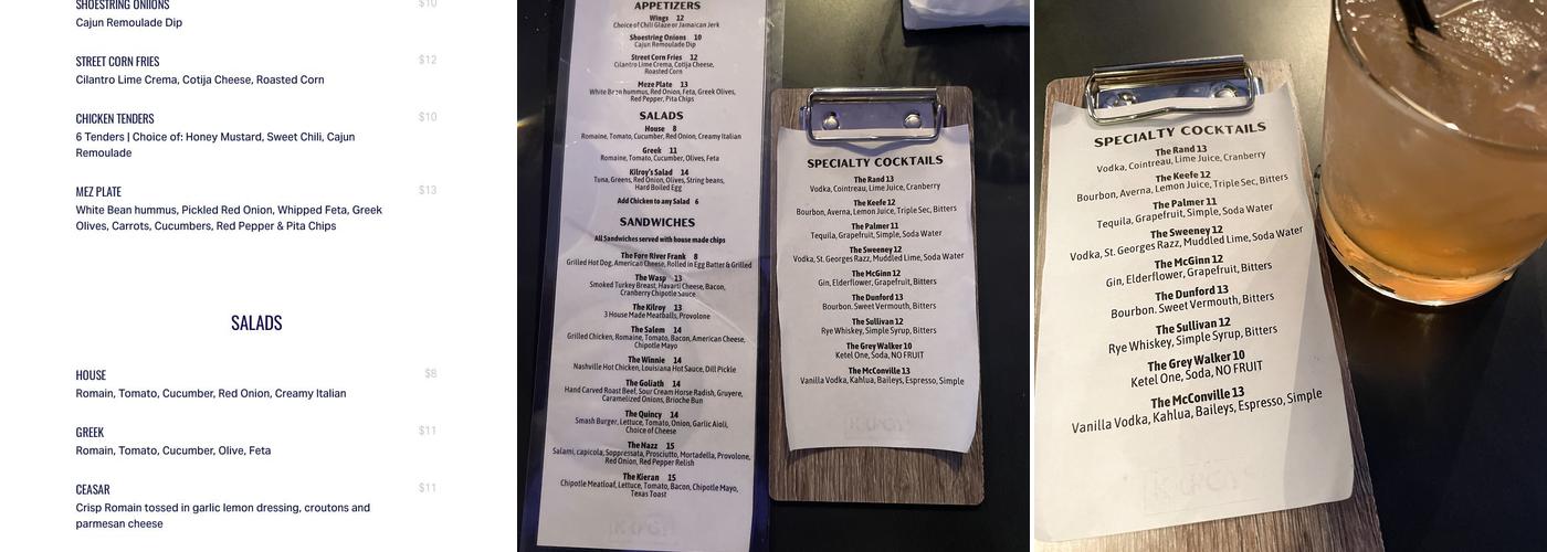 Kilroy’s on the Square Menu