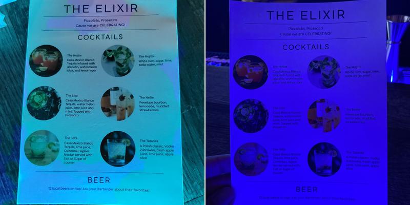The Elixir Chic Menu