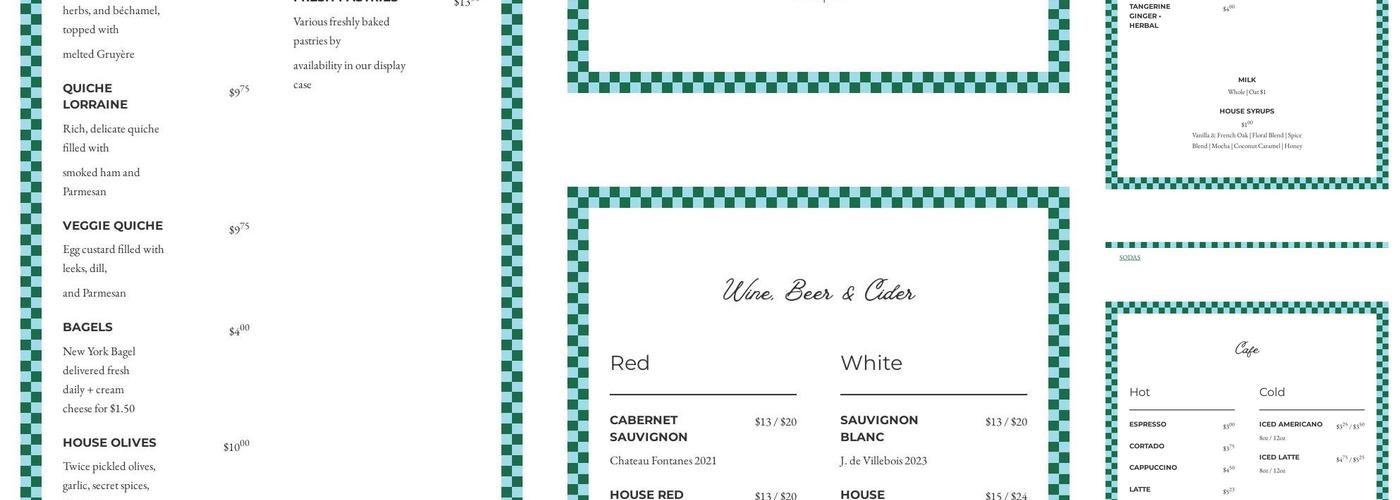 Cafe Sous Terre Menu