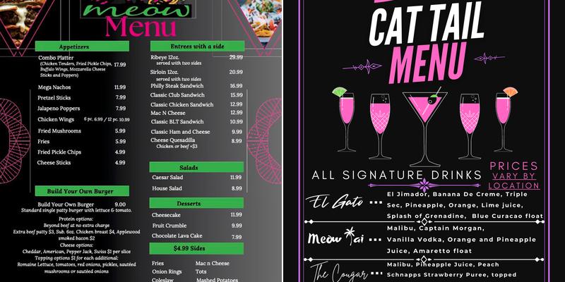 The World Famous Cat's Meow - Saginaw Menu