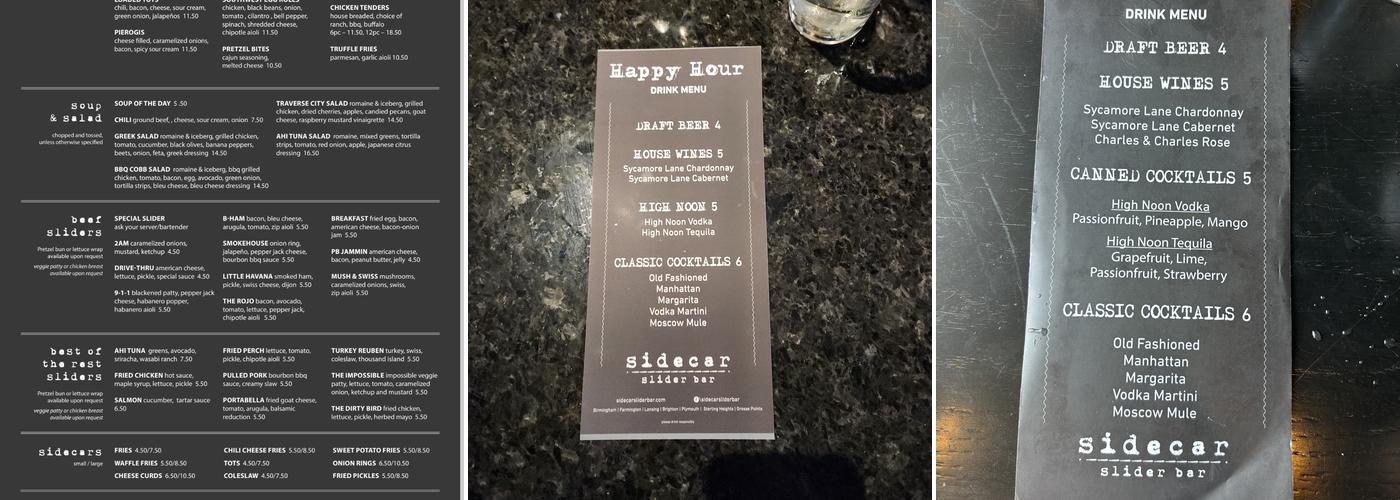 Sidecar Slider Bar - Plymouth Menu