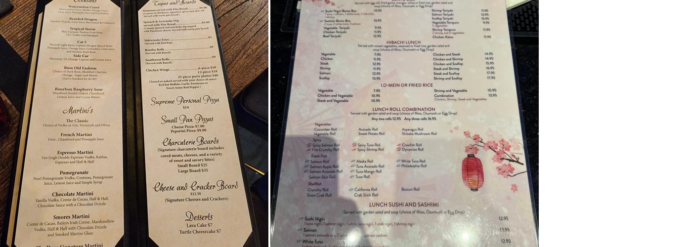 Signature Bar & Cigar Lounge Menu