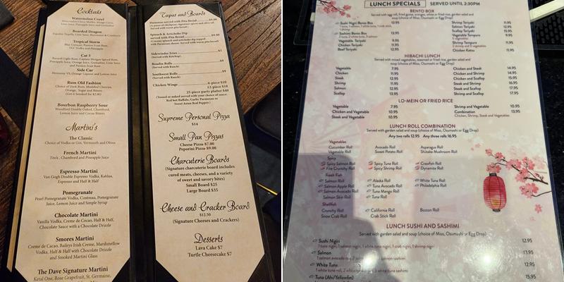 Signature Bar & Cigar Lounge Menu