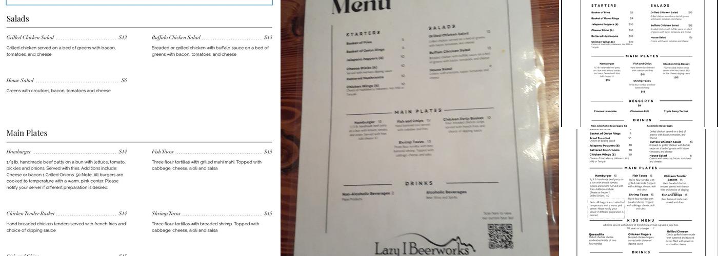 Lazy I Beerworks Menu