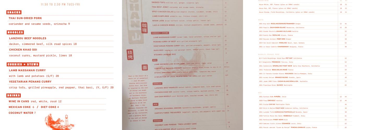 Shan Menu