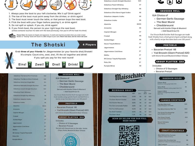 Bierhaus Maisschäler Menu