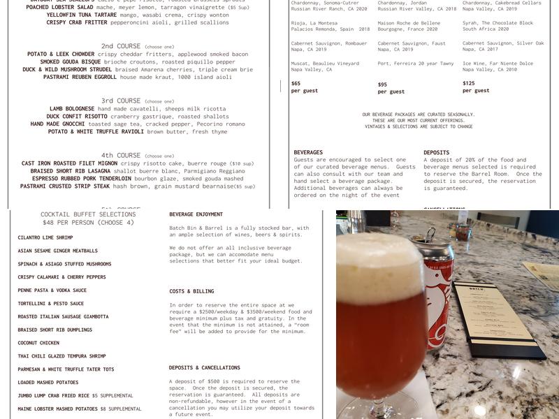 Batch Bin & Barrel Menu