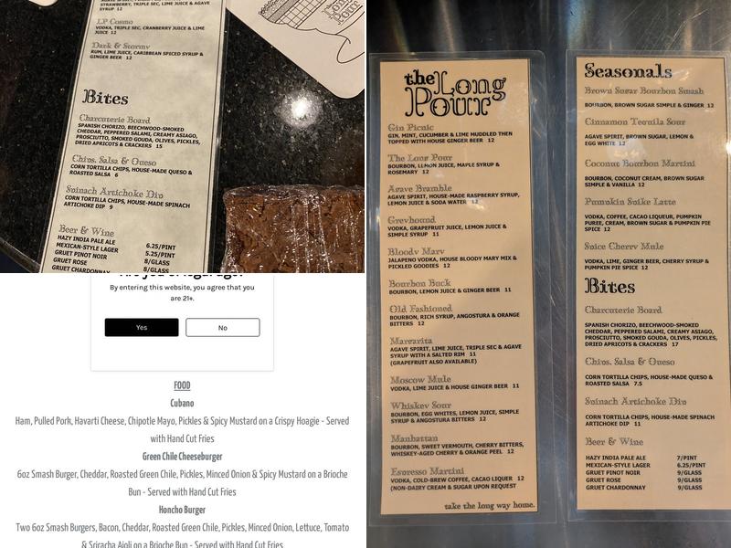 The Long Pour Menu