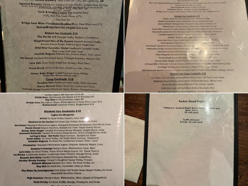 Stickett Inn Menu