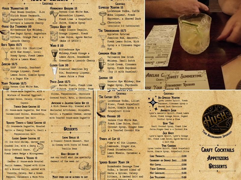 Hush. Cocktail Lounge Menu