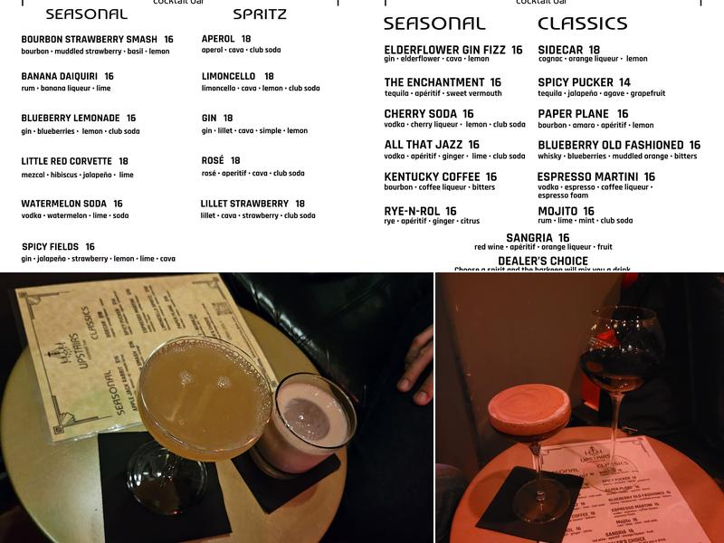 Upstairs Cocktail Bar Menu
