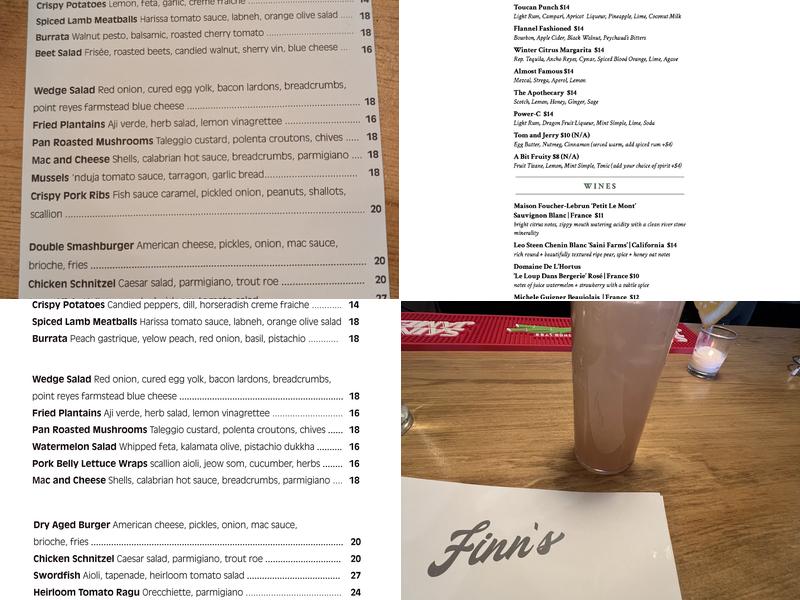 Finn’s Menu