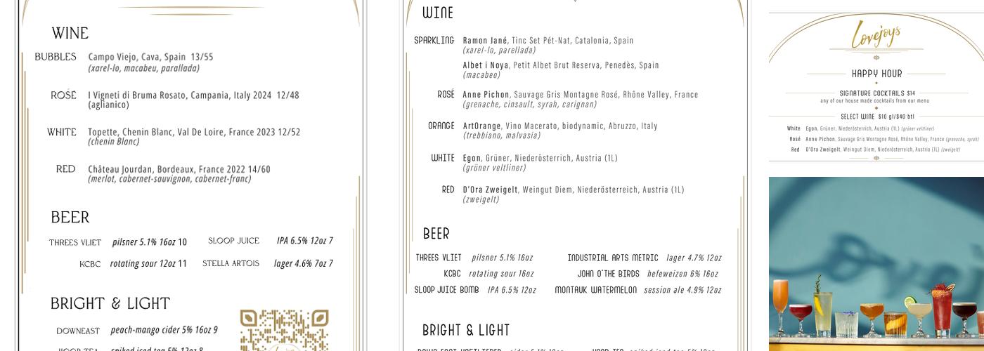 Lovejoys Menu