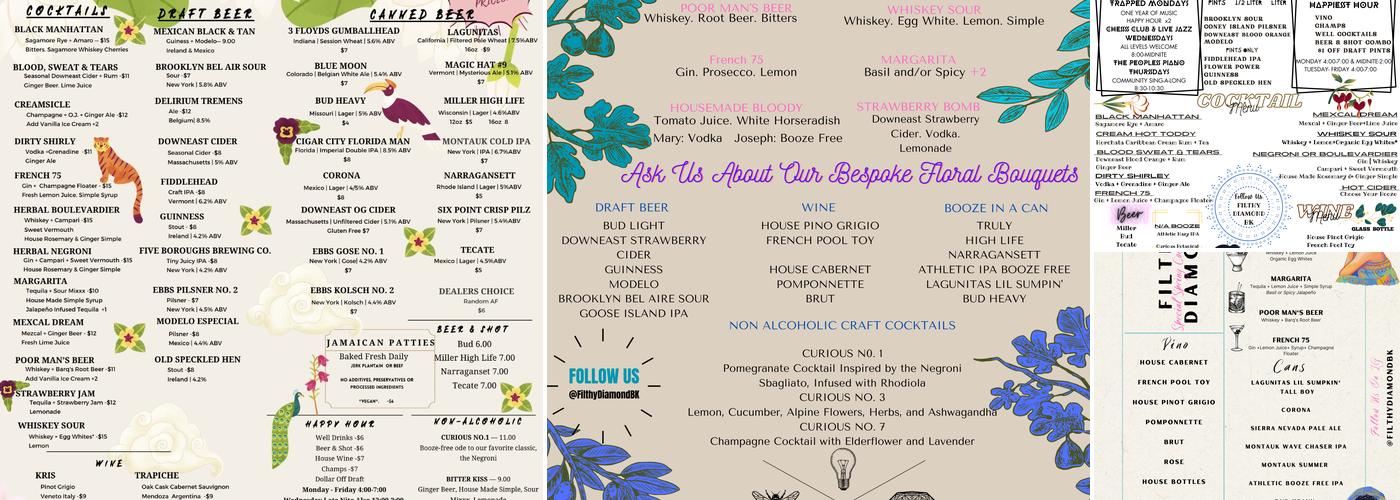 Filthy Diamond Menu