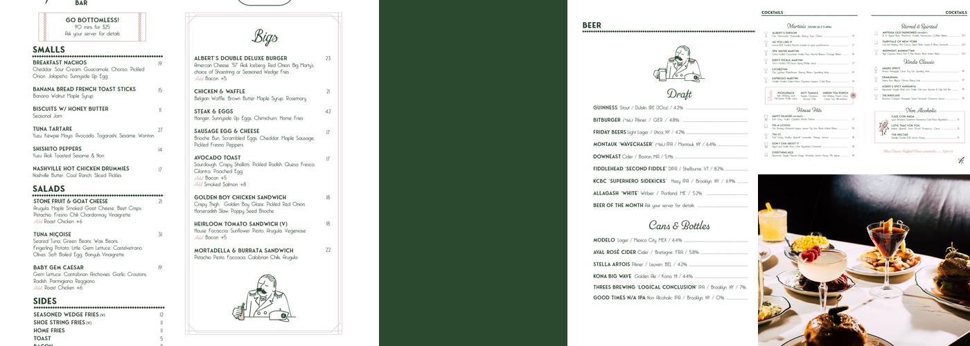 Albert’s Bar Menu