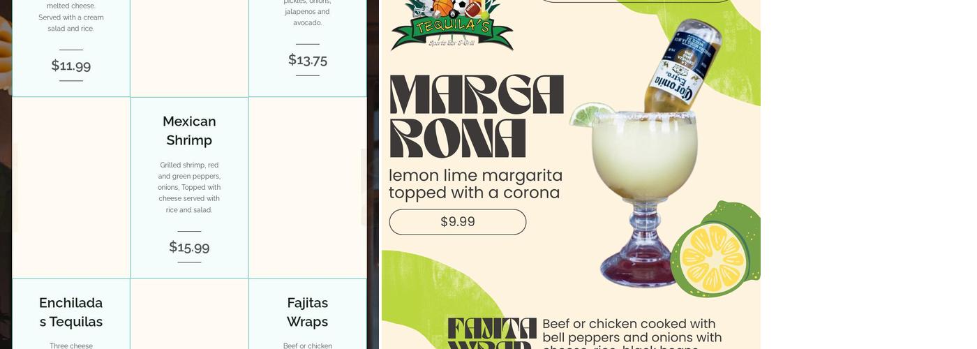 Tequilas Sports Bar and Grill Menu