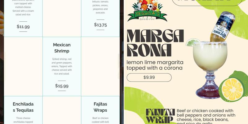 Tequilas Sports Bar and Grill Menu