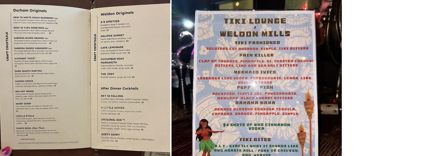 Weldon Mills Distillery Durham Menu