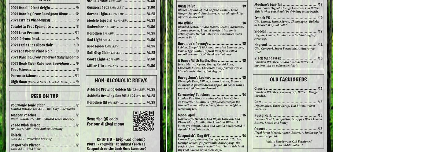 Cryptid Den Menu