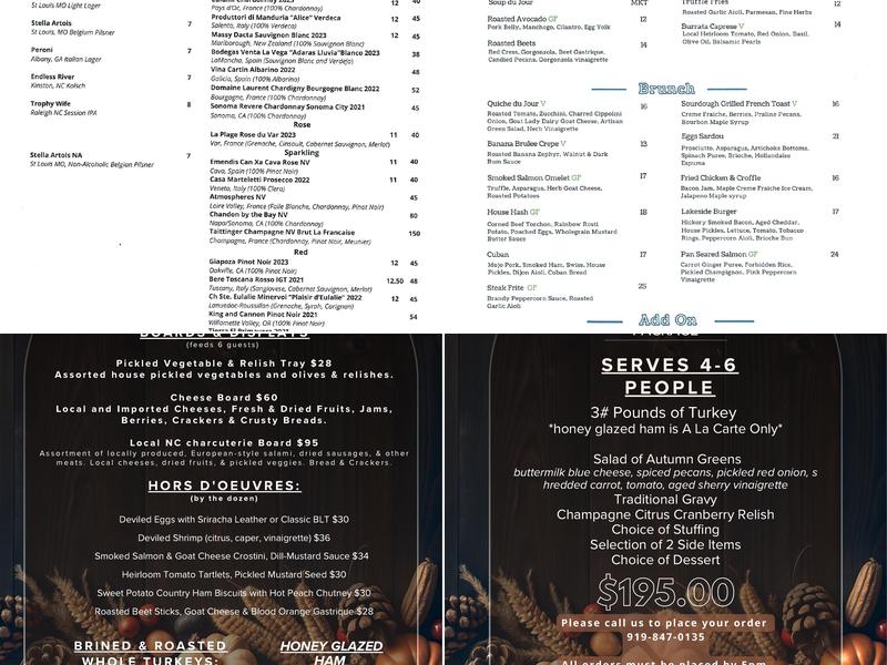 Lakeside Menu