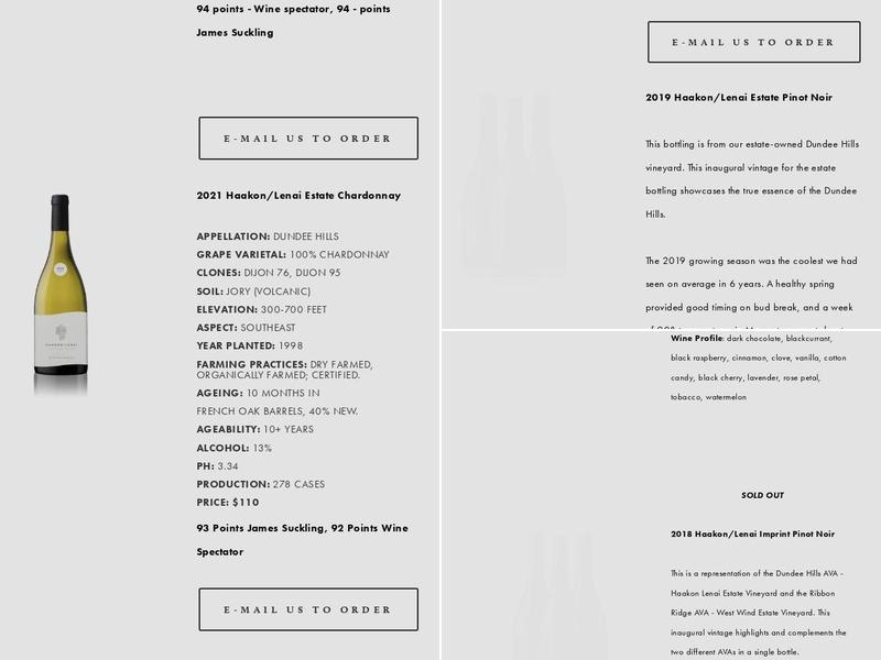 Haakon / Lenai Vineyard, Purple Hands Vineyard Tastings Menu