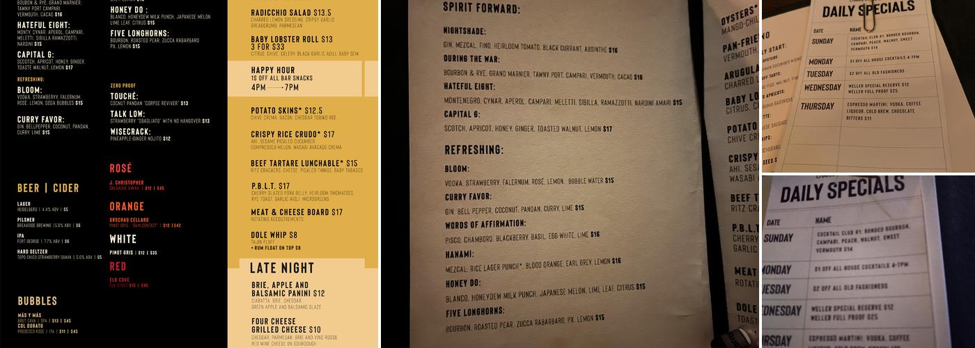 Fools and horses Menu