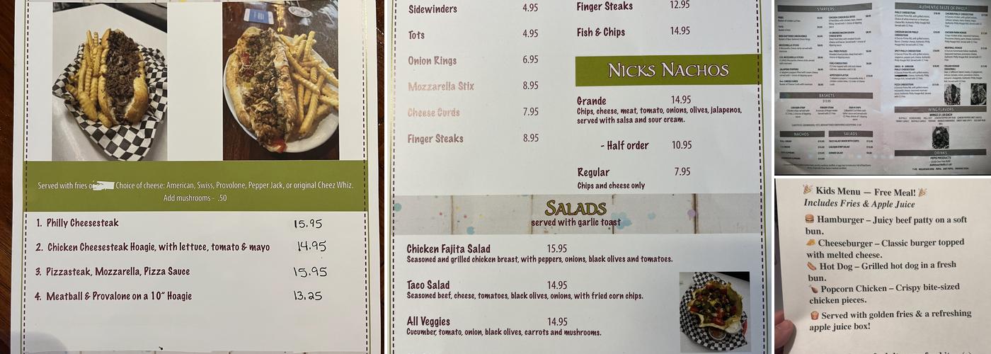 Old Nick's Menu