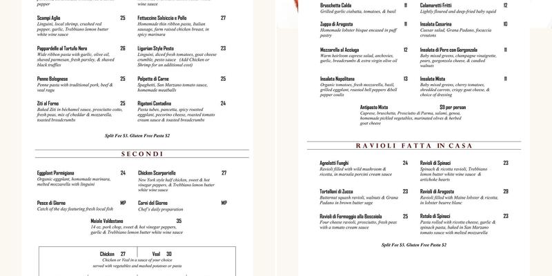 Piatti Menu