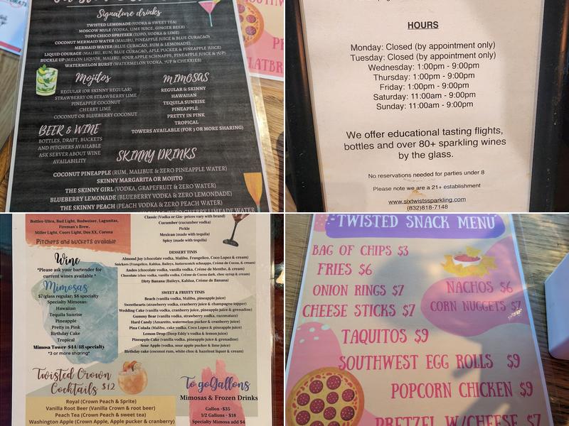 Twisted Sisters Patio Bar Menu