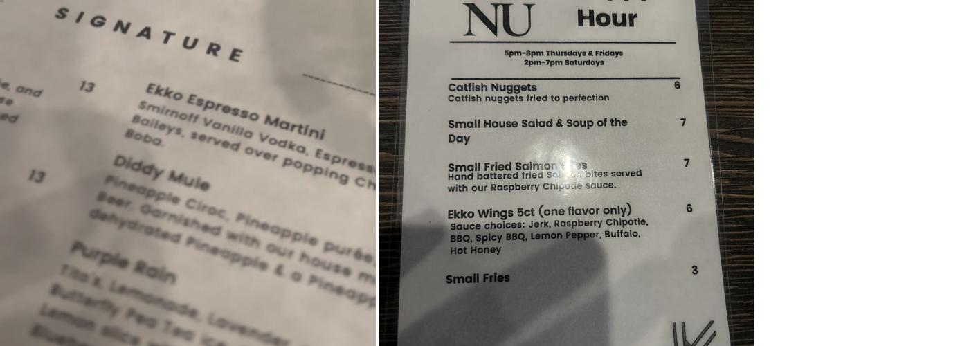 Ekko Lounge Menu