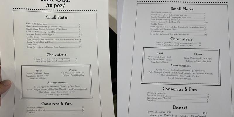 Repose Menu