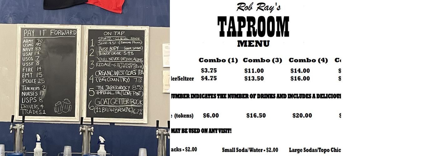 Rob Ray's Taproom Menu