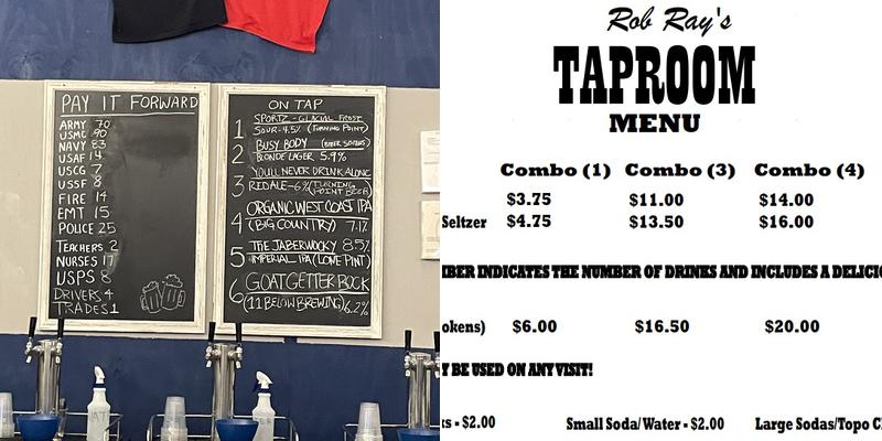 Rob Ray's Taproom Menu