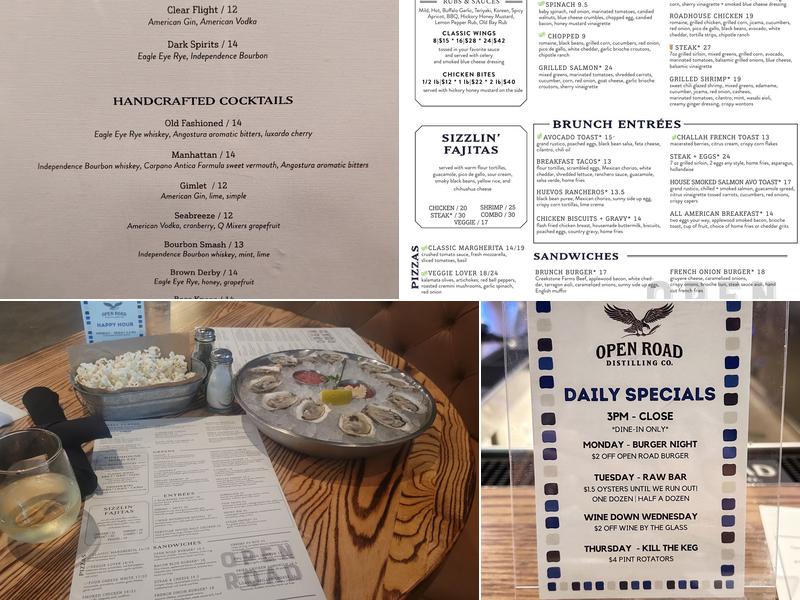 Open Road Reston Menu