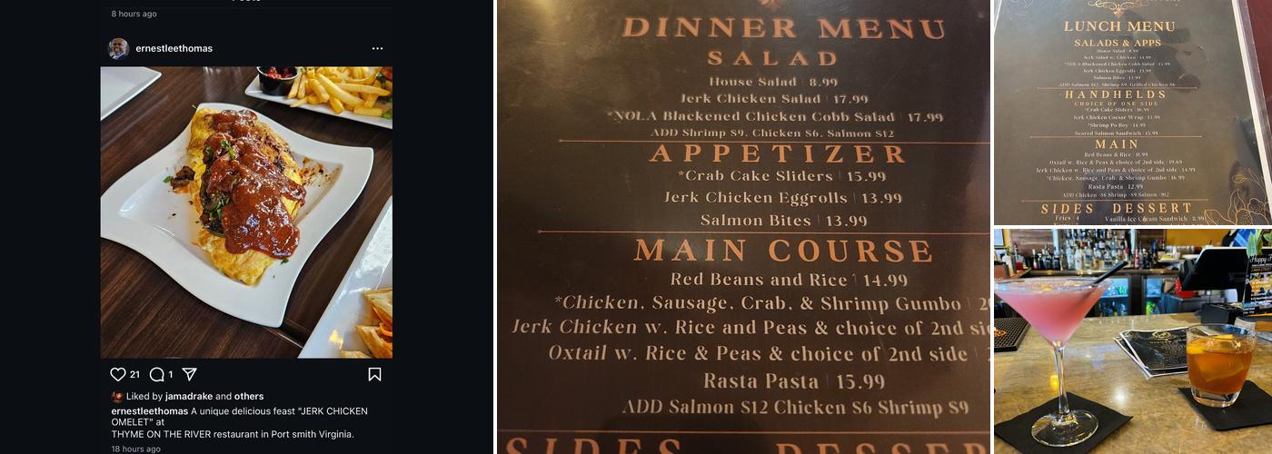 Thyme On The River Menu