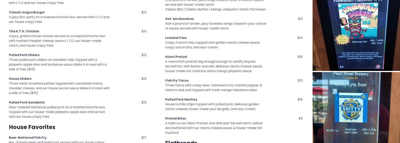 Kenosha Tap House Menu