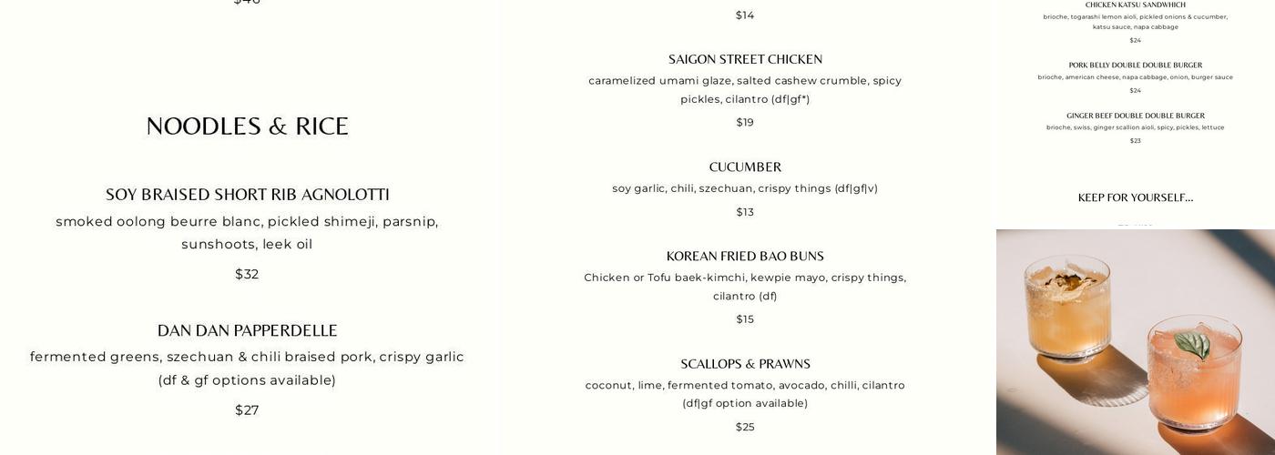 Kin & Folk Menu