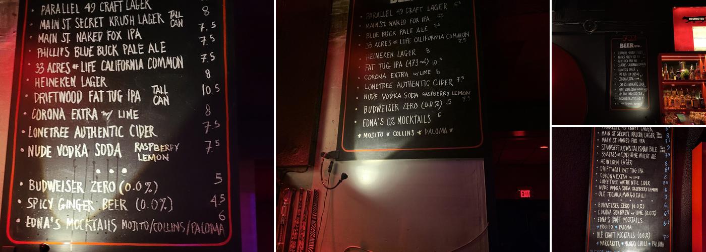 Fox Cabaret Menu