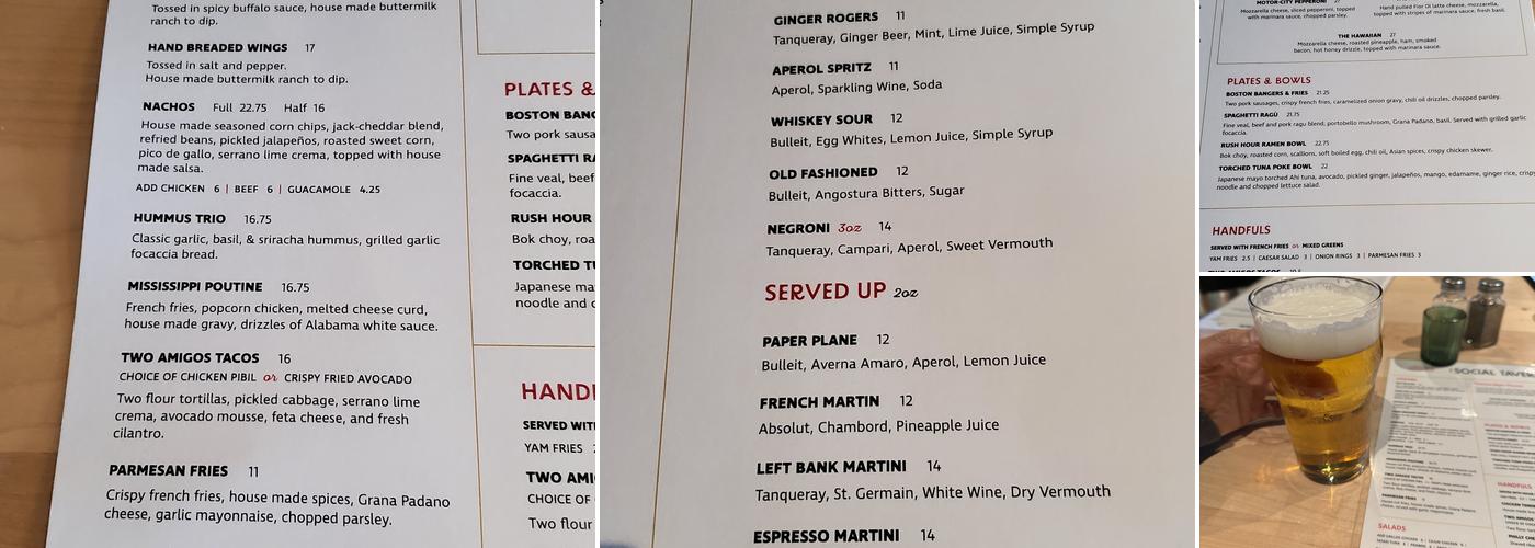 The Social Tavern Menu