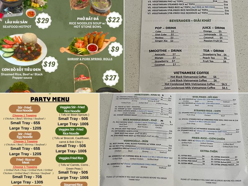 Taste of Vietnam Restaurant & Bar Menu