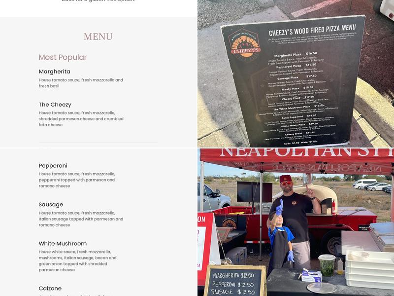Cheezy's Wood Fired Pizza Menu