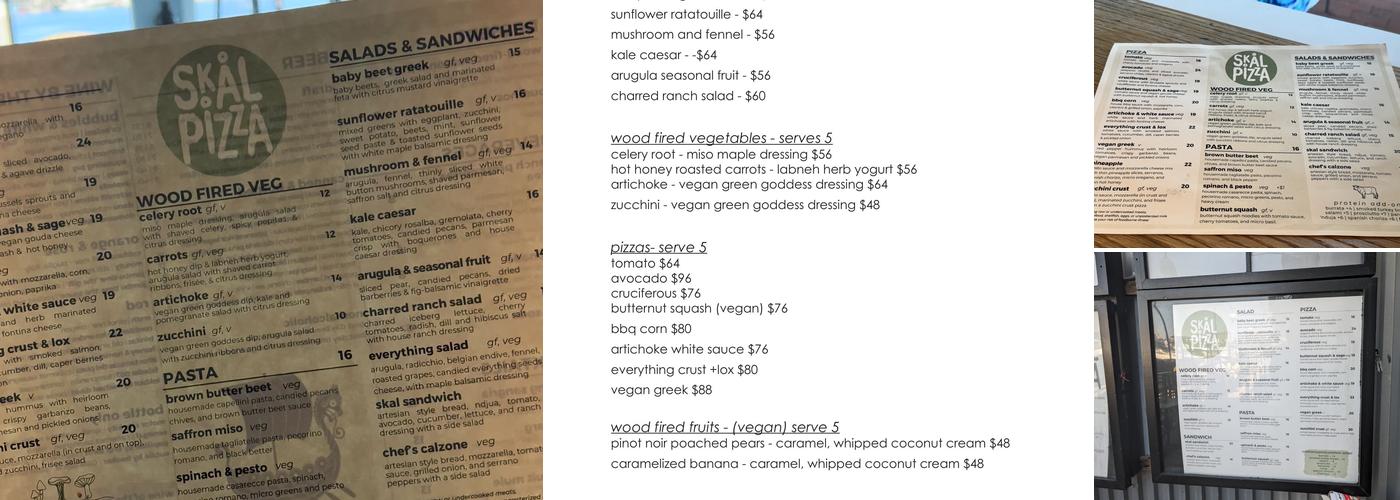 Skal Pizza Menu