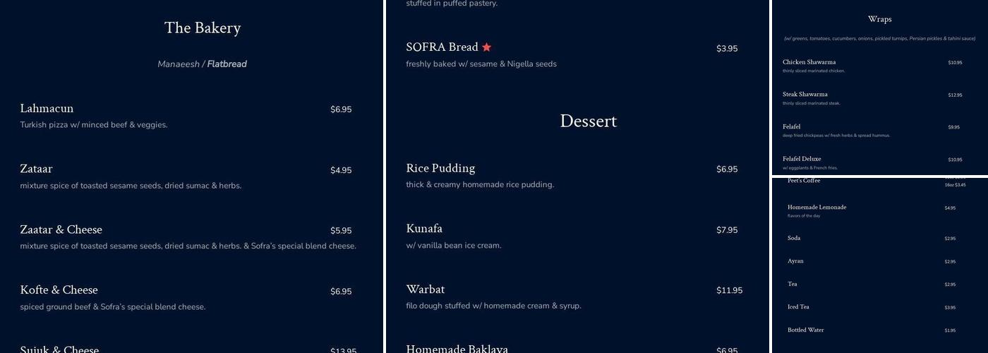 Sofra grill Menu