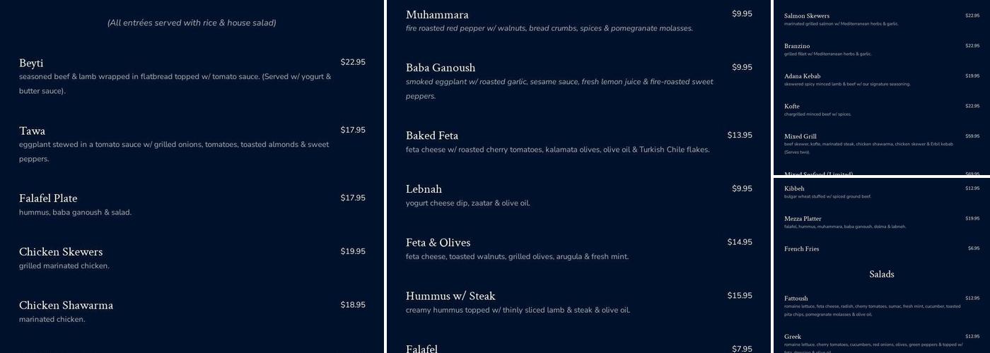 Sofra grill Menu